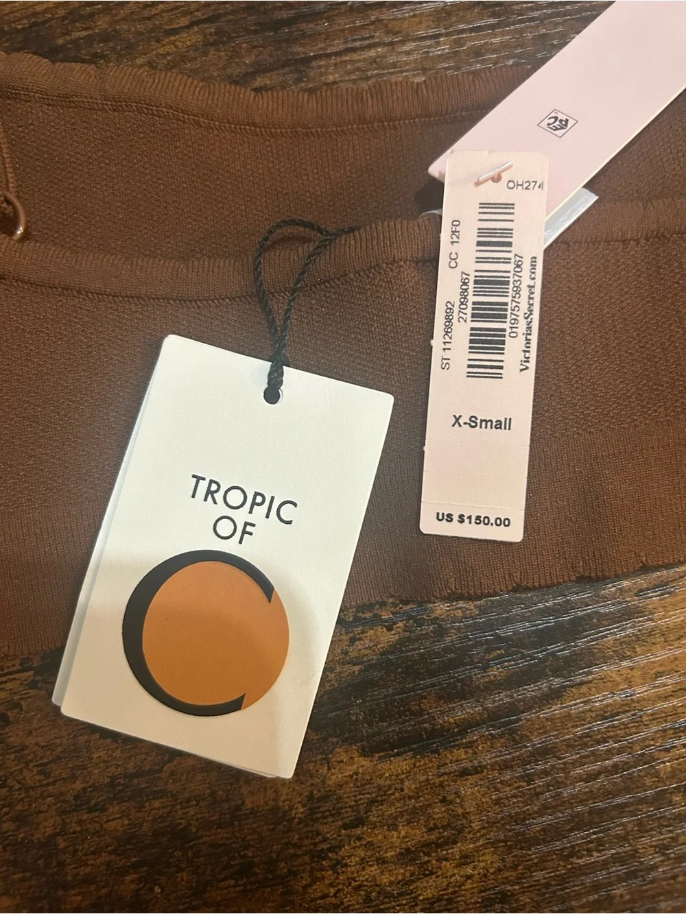 Victoria's Secret/Tropic of C  Brown Ribbed Bralette X SMALL